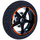 Moto GP Yarış Bayraklı Alev Turuncusu Jant Şeridi Sticker Çınar Extreme 