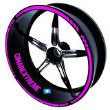 4 Parçalı Kesikli Tasarımlı Gül Pembesi Jant Şeridi Sticker Çınar Extreme 