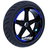 Double Stripe Tasarımlı Reflektif Mavi Jant Şeridi Sticker Çınar Extreme 