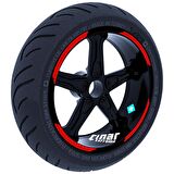 Double Stripe Tasarımlı Bayrak Kırmızı Jant Şeridi Sticker Çınar Extreme 