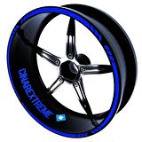 Moto Rider 4'lü Sticker Seti Reflektif Mavi İç Dış Jant Şeridi Kask ve Çamurluk Çınar Extreme 