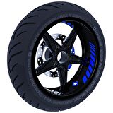 Moto Rider 4'lü Sticker Seti Reflektif Mavi İç Dış Jant Şeridi Kask ve Çamurluk Çınar Extreme 