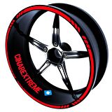 Moto Rider 4'lü Sticker Seti Reflektif Kırmızı İç Dış Jant Şeridi Kask ve Çamurluk Çınar Extreme 