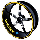 Moto Rider 4'lü Sticker Seti Reflektif Sarı İç Dış Jant Şeridi Kask ve Çamurluk Çınar Extreme 
