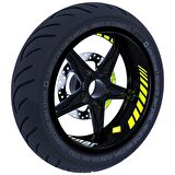 Moto Rider 4'lü Sticker Seti Floresan Sarı İç Dış Jant Şeridi Kask ve Çamurluk Çınar Extreme 