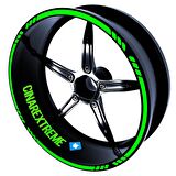 Moto Rider 4'lü Sticker Seti Floresan Yeşil İç Dış Jant Şeridi Kask ve Çamurluk Çınar Extreme 