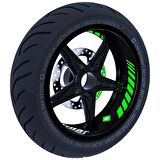 Moto Rider 4'lü Sticker Seti Floresan Yeşil İç Dış Jant Şeridi Kask ve Çamurluk Çınar Extreme 