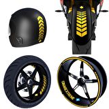 Moto Rider 4'lü Sticker Seti Yaldızlı Gold İç Dış Jant Şeridi Kask ve Çamurluk Çınar Extreme 