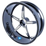 Moto Rider 4'lü Sticker Seti Siyah Karbon Fiber Dokulu İç Dış Jant Şeridi Kask ve Çamurluk Çınar Extreme 