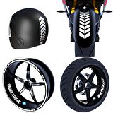 Moto Rider 4'lü Sticker Seti Süt Beyaz İç Dış Jant Şeridi Kask ve Çamurluk Çınar Extreme 