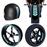 Moto Rider 4'lü Sticker Seti Nane Yeşili İç Dış Jant Şeridi Kask ve Çamurluk Çınar Extreme 