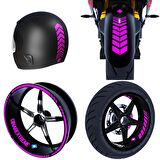 Moto Rider 4'lü Sticker Seti Gül Pembesi İç Dış Jant Şeridi Kask ve Çamurluk Çınar Extreme 