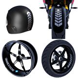 Moto Rider 4'lü Sticker Seti Taş Grisi İç Dış Jant Şeridi Kask ve Çamurluk Çınar Extreme 