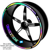 Çınar Extreme® Rainbow Gökkuşağı Hologram Efektli 4 Parçalı Kesikli Motosiklet Jant Şeridi Sticker 