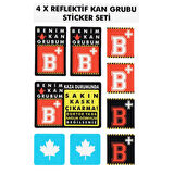 Çınar Extreme® B Rh+ (Pozitif) Kaskımı Çıkartma Yazılı 7 Parçalı Reflektif Kan Grubu Sticker Seti 