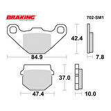 Braking 702Sm1 2017-2021 Peugeot Speedfight 4 (125cc) Uyumlu Arka Fren Balatası Yarı Metalik Balata