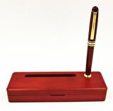 Maun Tükenmez Kalem Ahşap Kartvizitlik Kutulu Hediye Set 0.5mm