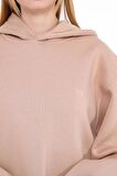 Pastelastore Pamuklu Kapüşonlu 3 İplik Şardonlu Kalın Oversize Sweatshirt
