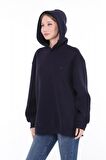 Pastelastore Pamuklu Kapüşonlu 3 İplik Şardonlu Kalın Oversize Sweatshirt