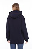 Pastelastore Pamuklu Kapüşonlu 3 İplik Şardonlu Kalın Oversize Sweatshirt