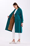 Pastelastore %100 Pamuk Gabardin Uzun (110cm) Astarlı Kemerli Kadın Trençkot 1111