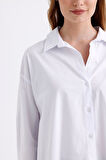 %96 Pamuk Esnek Poplin Kadın Gömlek 1163