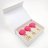 Silikon Vakumlu Cam Yüz Masaj Kupası 3'lü Set Gül Pembe Renk