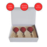 Silikon Vakumlu Cam Yüz Masaj Kupası 3'lü Set Kırmızı Renk