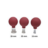 Silikon Vakumlu Cam Yüz Masaj Kupası 3'lü Set Kırmızı Renk