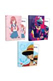 Üçlü Flying Kisses-naruto-lufy Defter Ve Ayraç