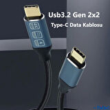 ScHitec 5A 100W 20Gps 4K 60Hz Type-C To Type-C 4.0 Gen2 Hızlı Data ve Şarj Kablosu Örgülü 2Metre Siyah