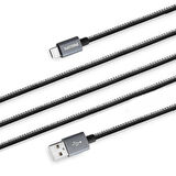 Philips 3A 60W UsbA to Type-C Deri Kaplama Hızlı Şarj Data Kablosu 1.2m + ScHitec Type-C to UsbA 3.0 Dönüştürücü Adaptör