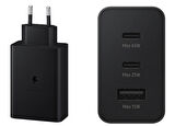 Samsung 3in1 65W 2xPD+UsbA 3 Çıkışlı Şarj Aleti + 60W Type-C To Type-C Hızlı Data ve Şarj Kablo 1.8Metre Siyah