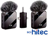 ScHitec 3in1 Type-C Lightning 3.5mm Çıkışlı İkili Kablosuz HD Wireless Yaka Mikrofonu F11-2