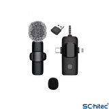 ScHitec 3in1 Type-C Lightning 3.5mm Çıkışlı İkili Kablosuz HD Wireless Yaka Mikrofonu K3519