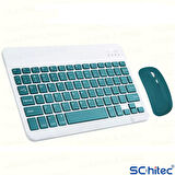 ScHitec Kablosuz Klavye ve Mouse Set Type-C Şarjlı Bluetooth 2.4G Bağlantlılı Yeşil