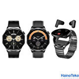 Haino Teko Watch Ultra 12 Amoled Ekran WaterProof Akıllı Saat 3 Kordonlu Siyah Teko12