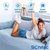 ScHitec 3A 60W UsbA to Lightning Hızlı Data ve Şarj Kablosu 3 Metre Beyaz SX23