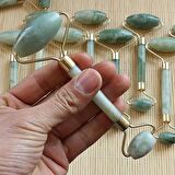 BUFFER®  Doğal Yeşim Taşı Jade Roller Çift Taraflı Yüz Masaj Aleti Vücut Cilt Yenileyici Bakım
