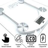 BUFFER® Dijital Kare Cam Baskül Darbelere Karşı Dayanıklı Terazi Yüksek Hassasiyetli Tartı Tf 1052