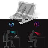 BUFFER® Ayarlanabilir Plastik Dizüstü Destek Tabanı Katlanabilir Taşınabilir Laptop Sehpası Yükseltici