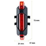 BUFFER® Usb Şarj Edilebilir Parlak Bisiklet Led Lamba Su Geçirmez Güvenlik Uyarı Arka Lamba Işığı 
