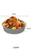 BUFFER® Renkli Silikon Airfryer Gri Pişirme Matı 20 Cm ve 50 Adet Pişirme Kağıdı