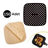 BUFFER® 150 Adet Kare Model Pişirme Kağıdı Ve Silikon  Airfryer Matı 21,5 cm 