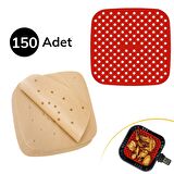  BUFFER® 150 Adet Kare Model Pişirme Kağıdı Ve Silikon Airfryer Matı 21,5 cm 