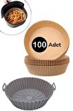 BUFFER® Silikon  Airfryer Gri Pişirme Matı 20 Cm Ve 100 Adet Pişirme Kağıdı