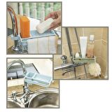 BUFFER® Musluğa Takılan Sünger Havlu Askılı Sabun Hazneli Mutfak Banyo Lavabo Düzenleyici Organizer 