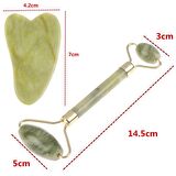 BUFFER® Çift Taraflı Jade Roller Yeşim Taşı Seti + 2li Silikon Maske Sürme Fırçası Cilt Bakım Seti  