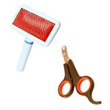 BUFFER®Küçük Çelik Uçlu Kedi Köpek Evcil Hayvan Tırnak Makası +  Paslanmaz Telli Tüy Tarama Fırçası 