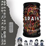 Sarı Kırmızı Ebru SPain Boyunluk Bere Bandana Maske Bone Toka Saçbandı